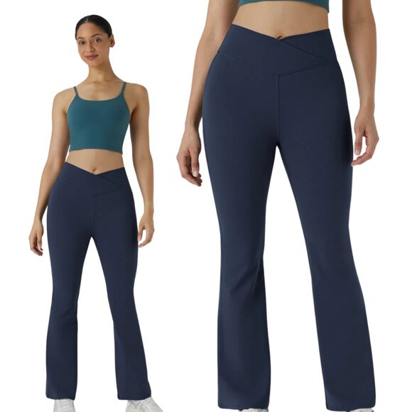 HALARA High Waist Crossover Flare Leggings Navy Extra Large (16) NWOT - Picture 1 of 12